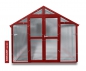 Preview: Vario Stahl Gewächshaus Junior 6 Nörpelglas 4mm BxL:249x604cm 15m² Rot